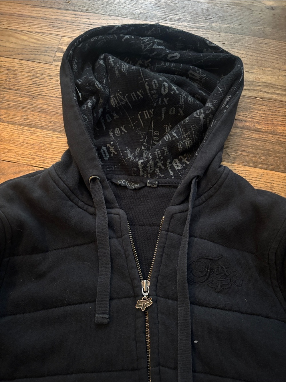 Fox Black Quilted Hooded Puffer Jacket